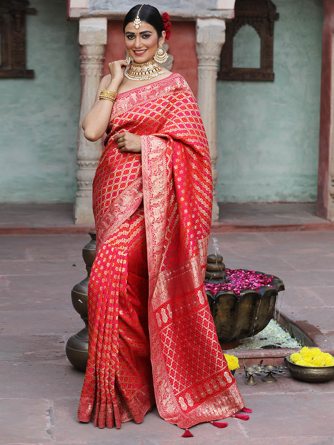 Bandhani Banarasi Woven Saree