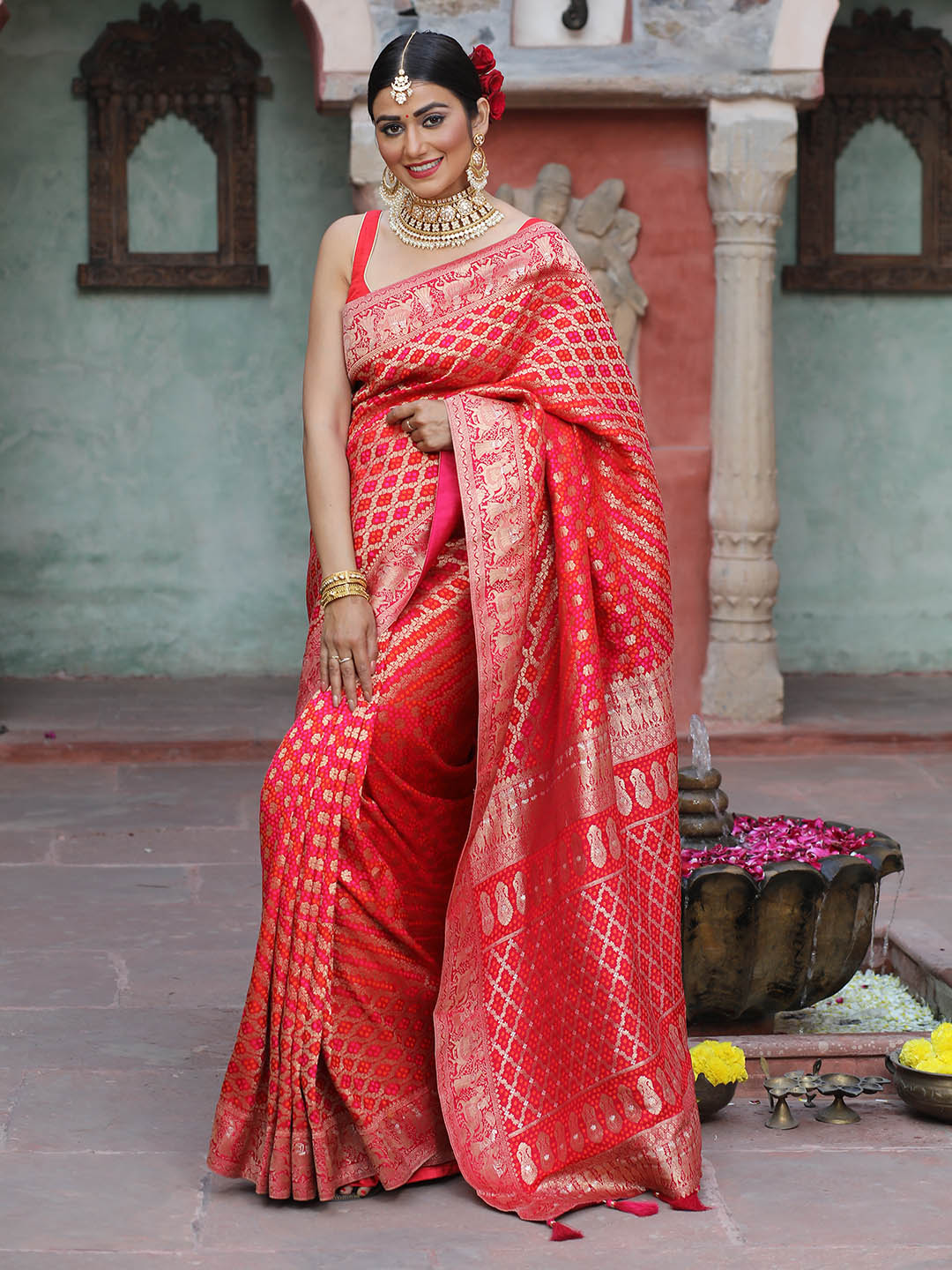 Bandhani Banarasi Woven Saree