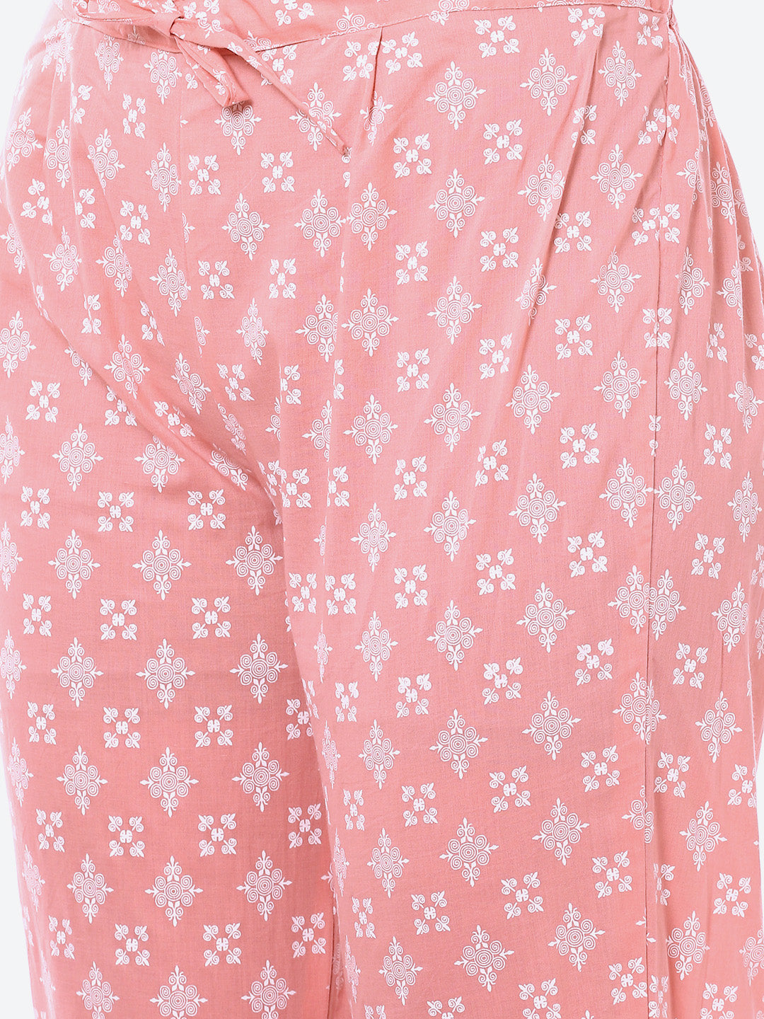 Zari Embroidered Yoke Printed Cotton Kurta With Pant