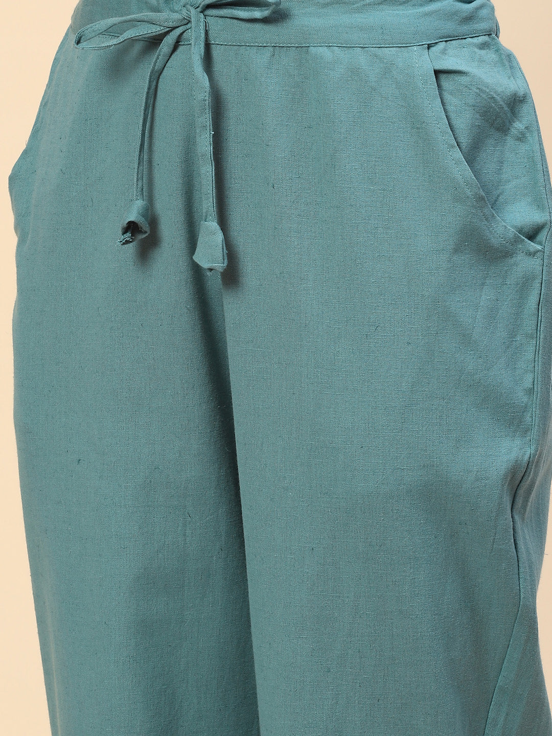 Embroidered Mirror Neck Printed Muslin Kurta With Pants