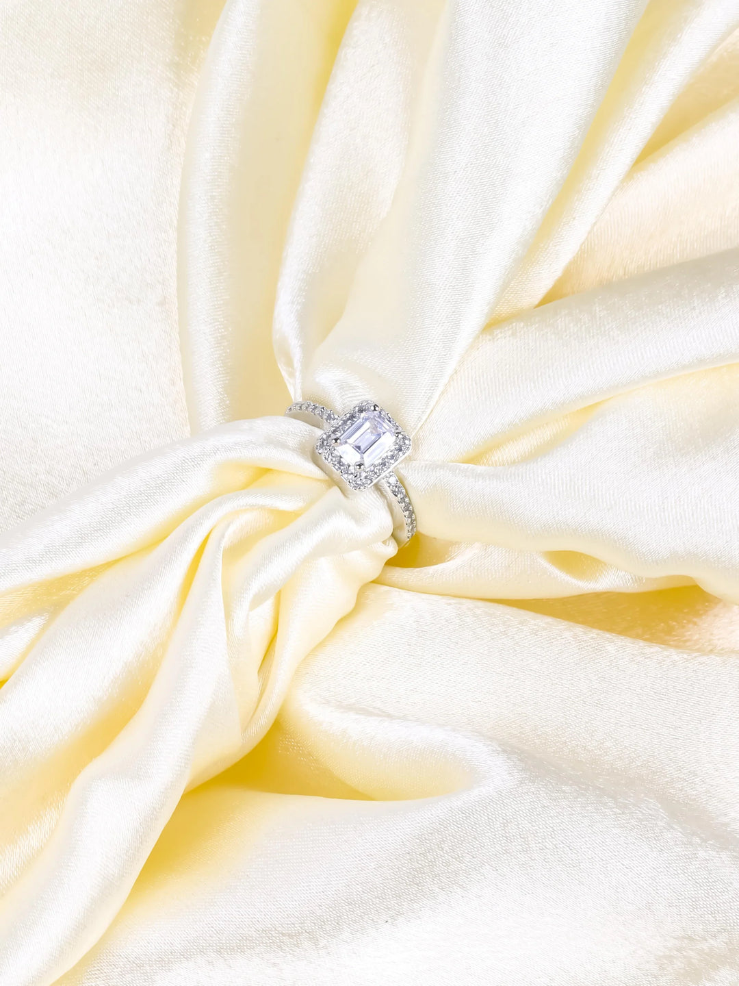 Silver &amp; White AD Stone Ring