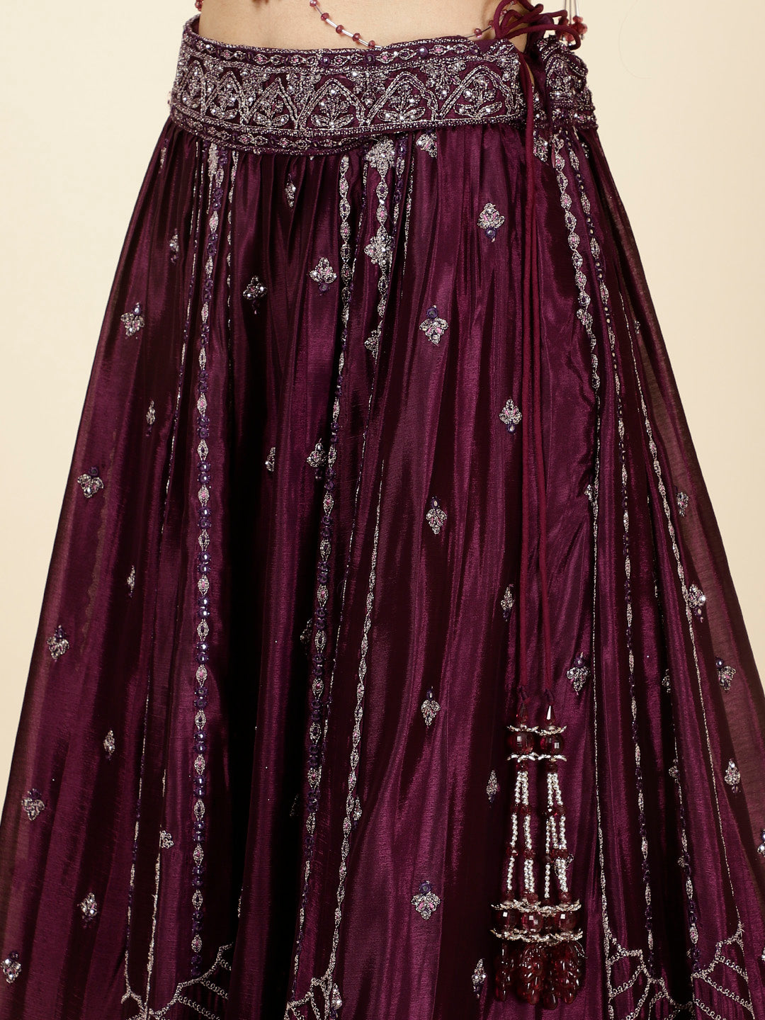 Embroidered Crepe Choli With Lehenga &amp; Dupatta