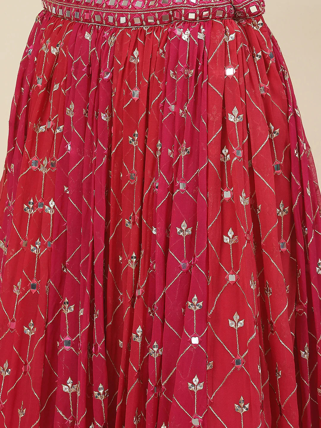 Resham Mirror Booti Georgette Choli With Lehenga &amp; Dupatta