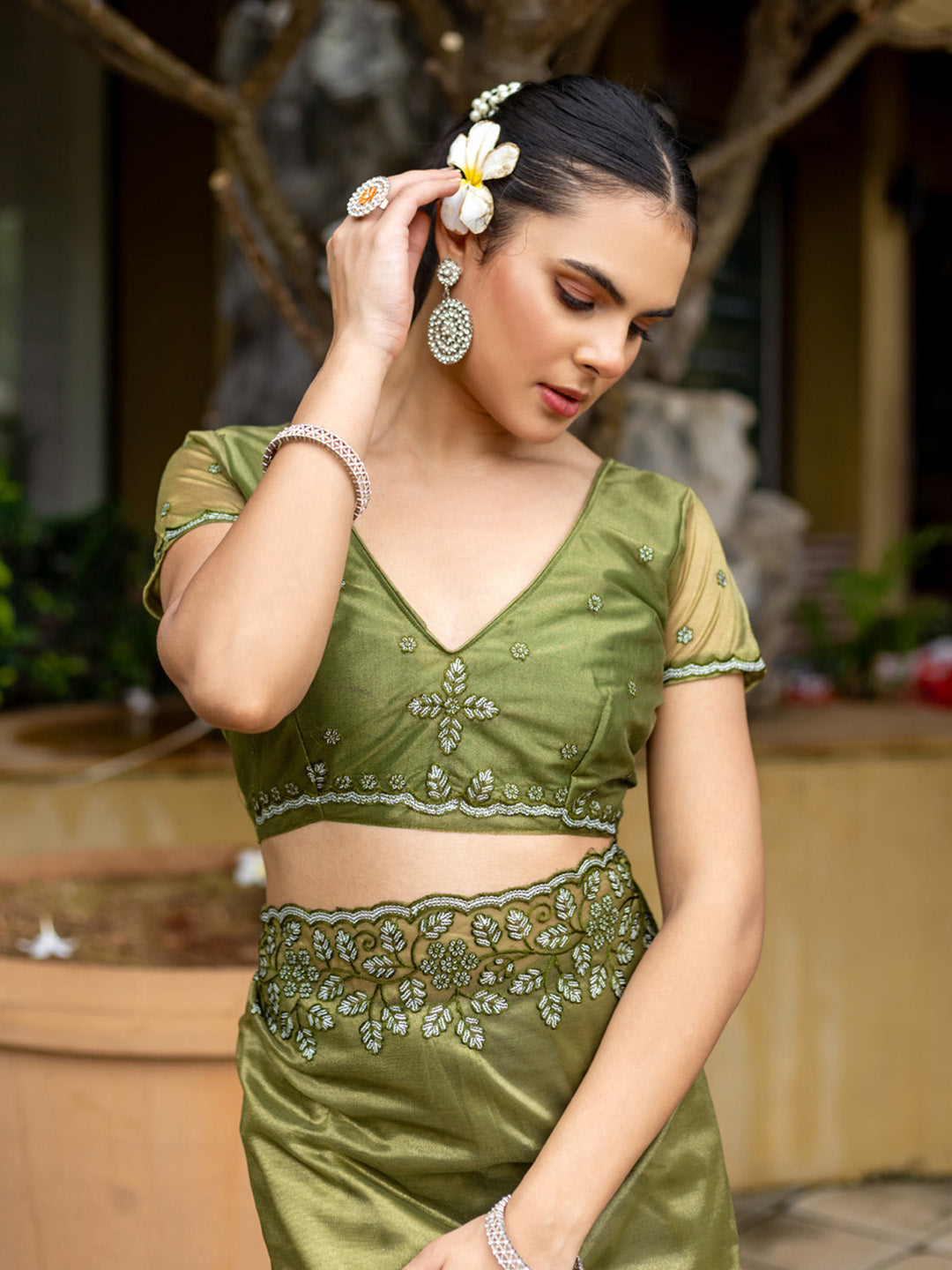 Embroidered Net Saree