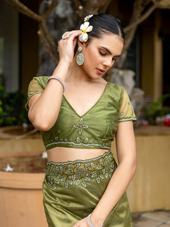 Embroidered Net Saree