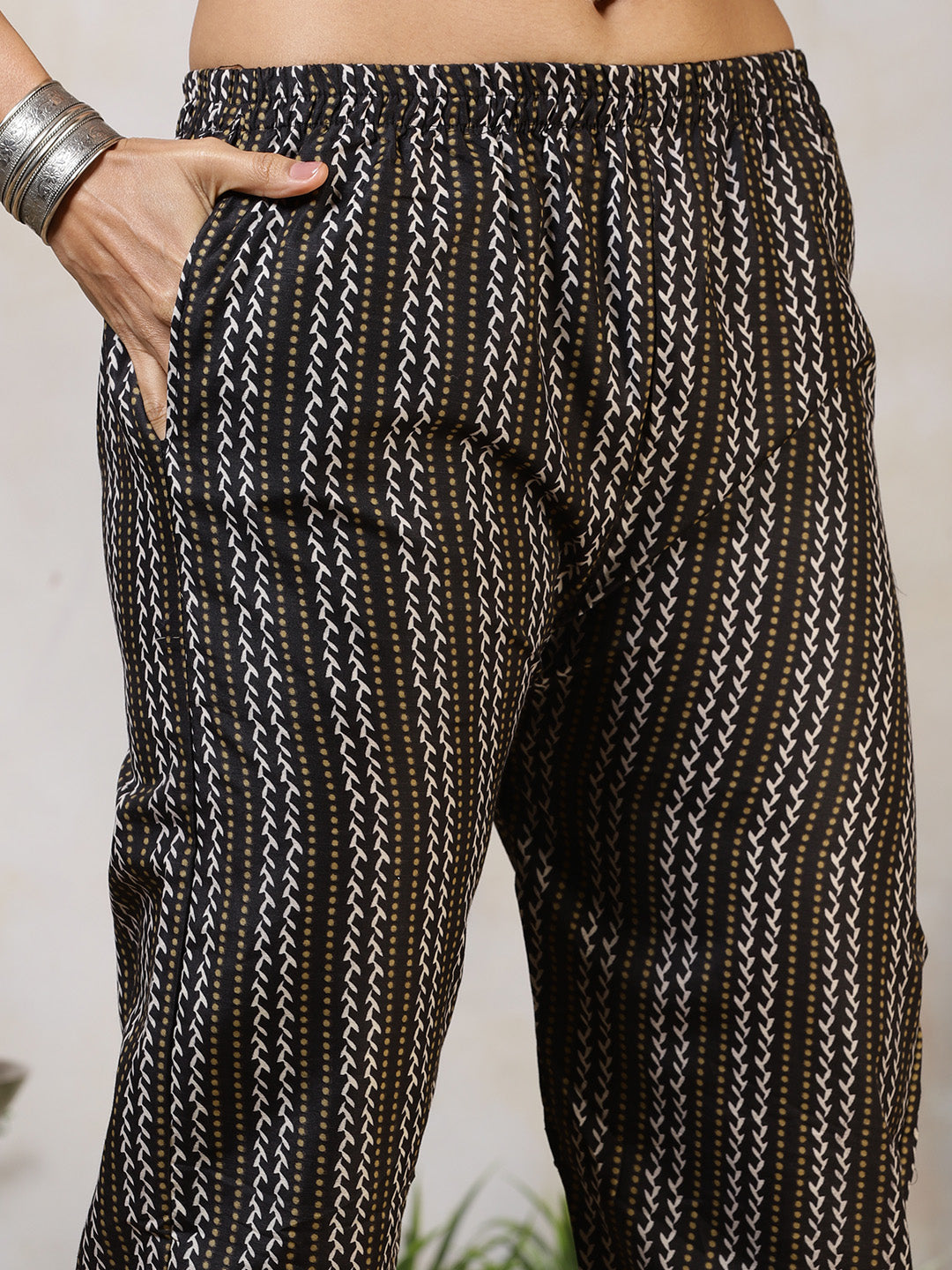 Printed Cotton Blend Kurta With Pants &amp; Dupatta