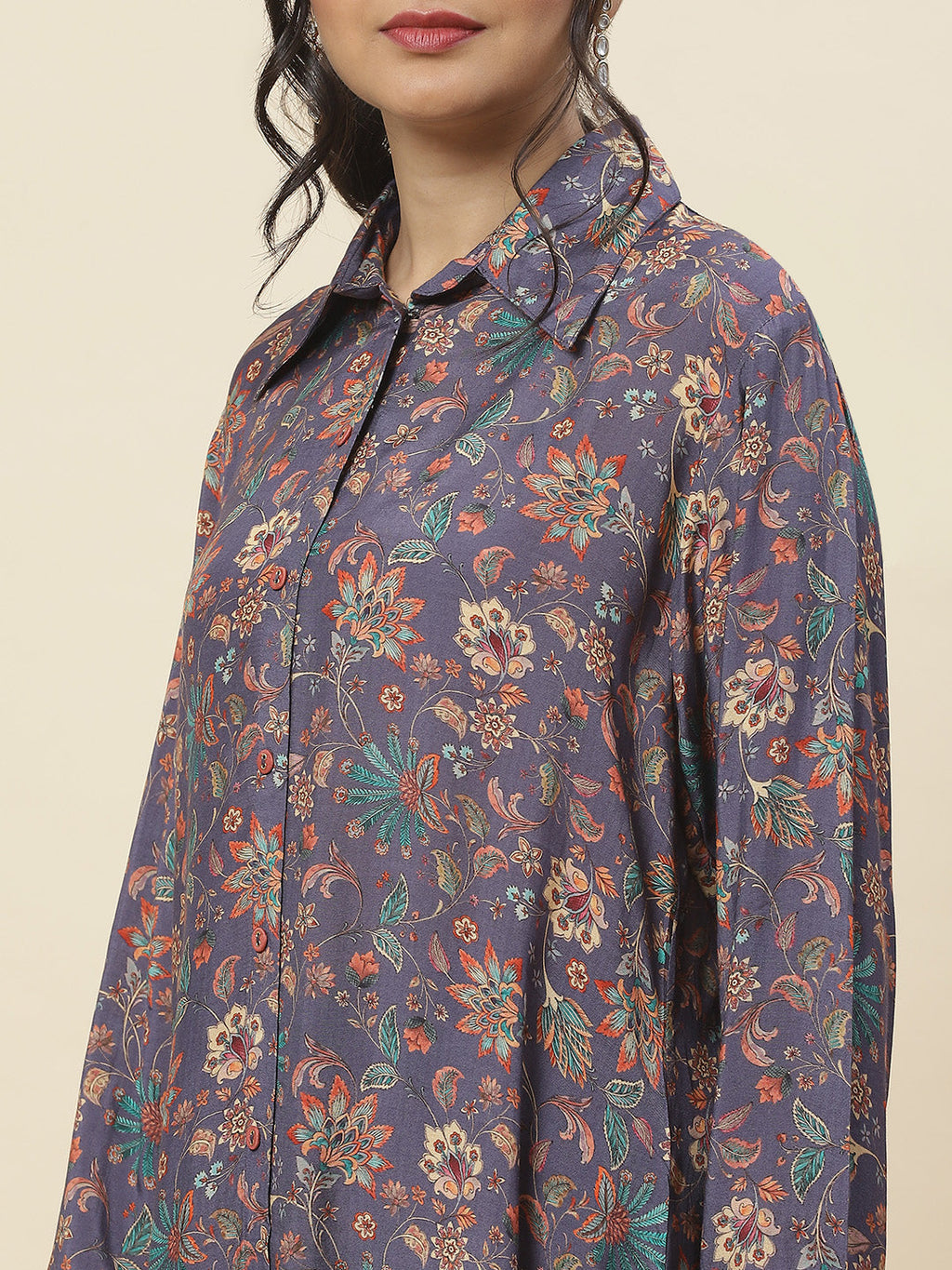 Floral Printed Muslin Kurti With Pants