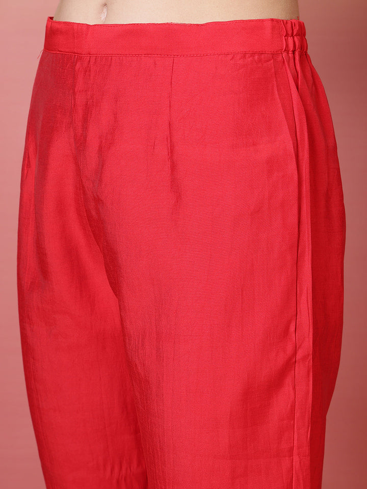 Embroidered Muslin Kurta With Pants &amp; Dupatta