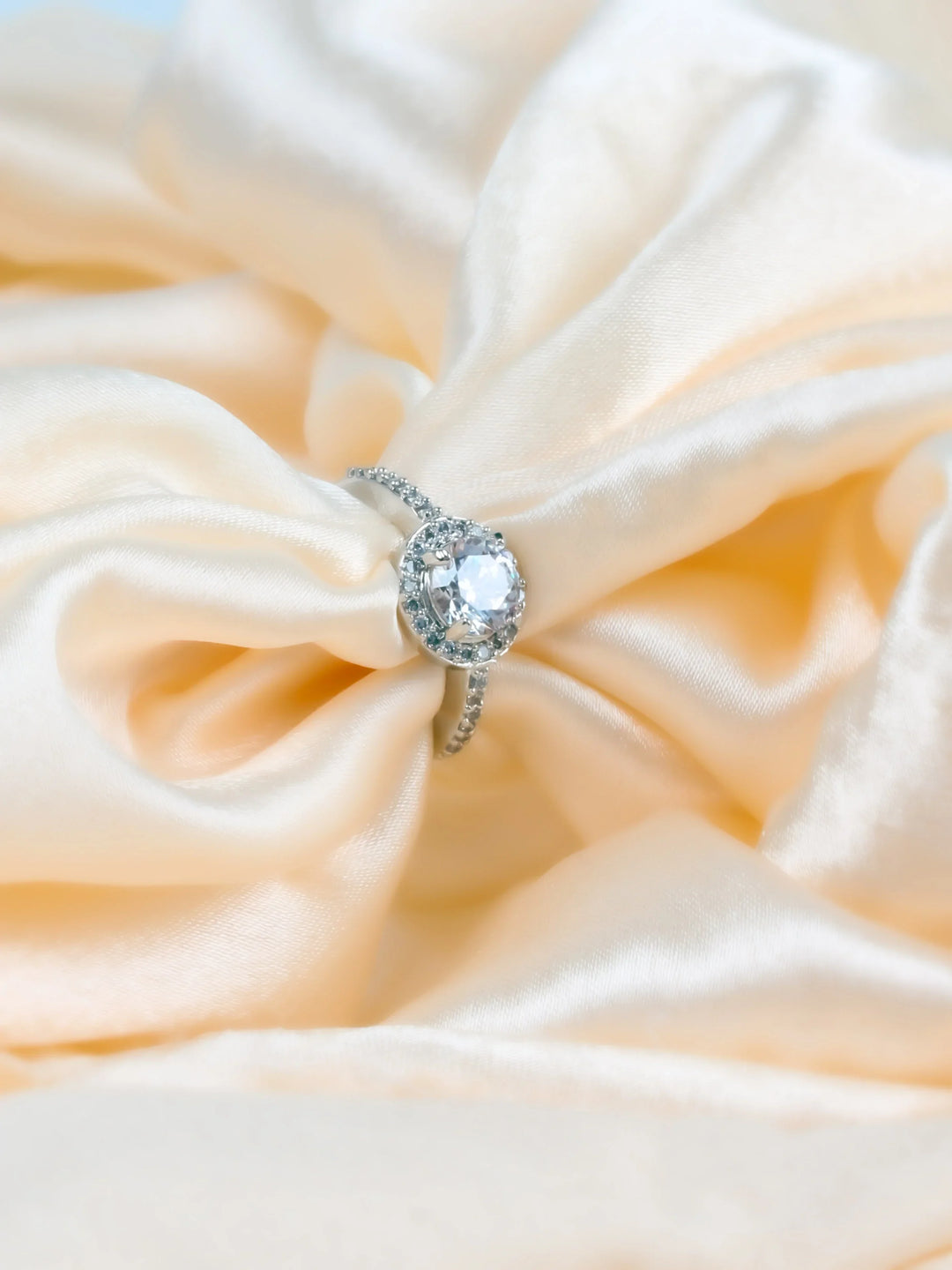 Silver &amp; White AD Stone Ring