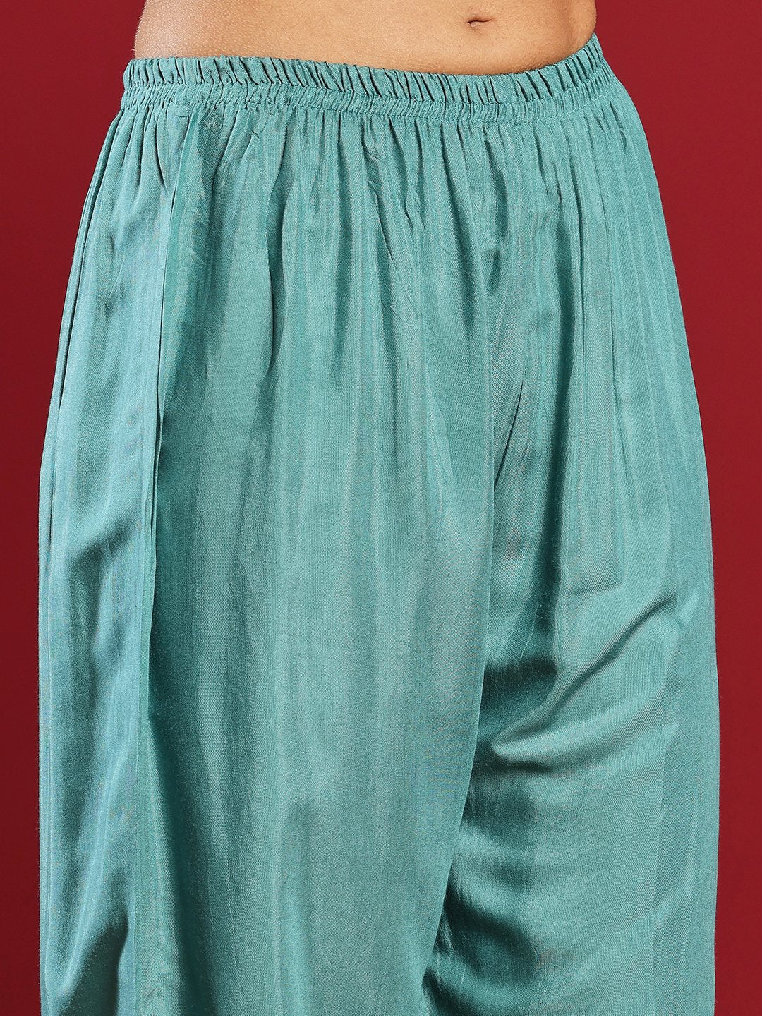 Embroidered Cotton Kurta With Pant &amp; Dupatta