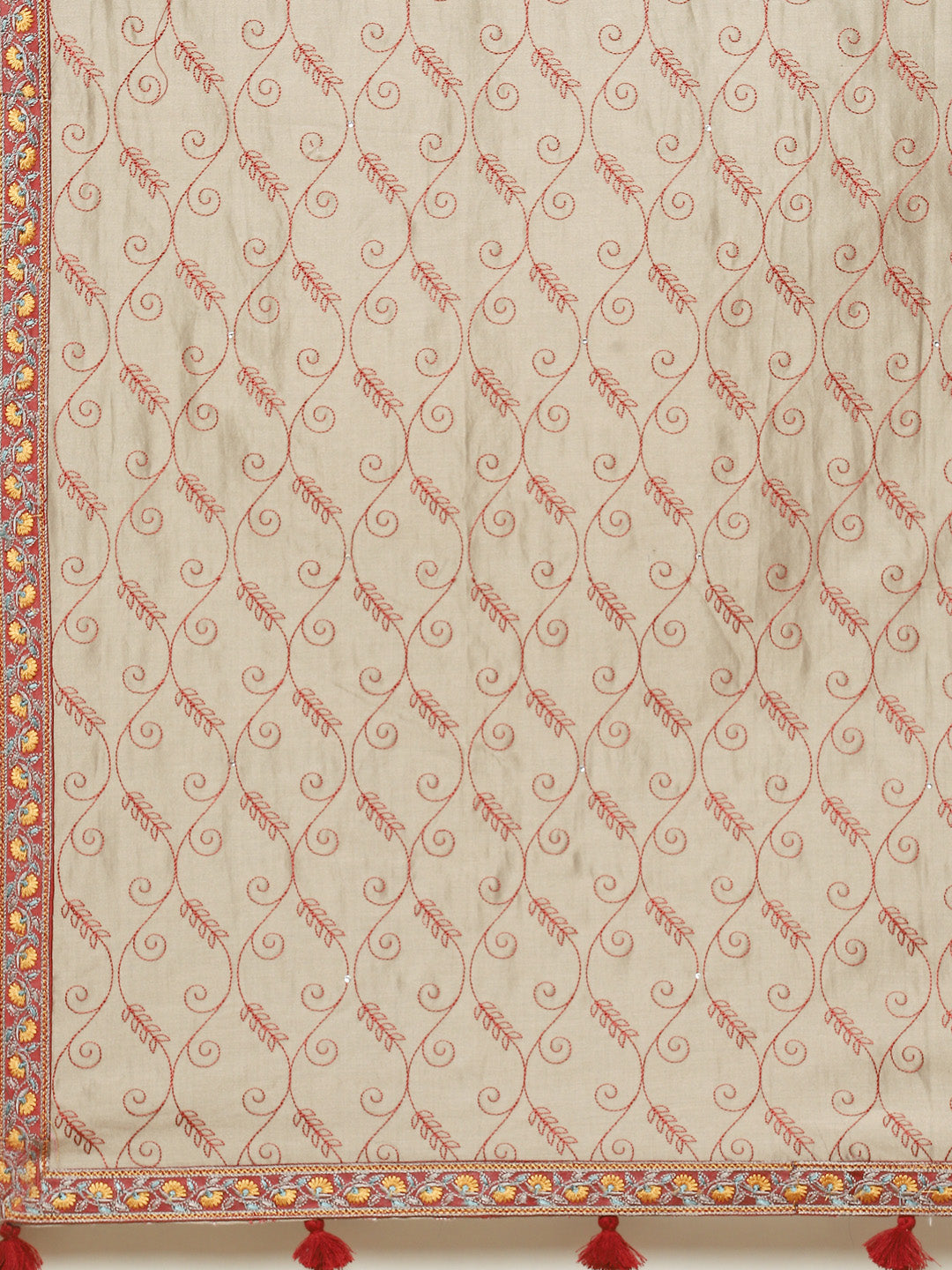Resham Booti Cotton Kurta With Pant &amp; Dupatta