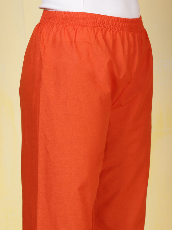 Printed Cotton Blend Kurta With Pants