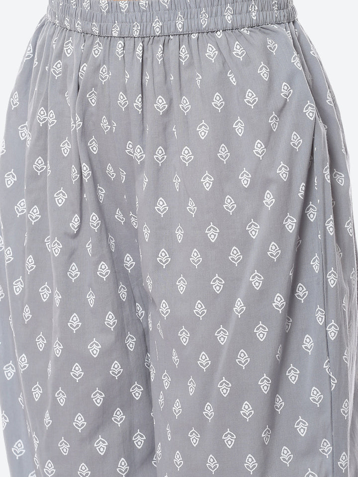 Resham Work Printed Cotton Kurta With Palazzo