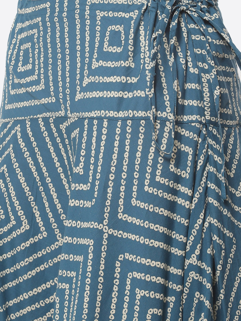 Printed Gota Work Cotton Kurti With Bandhani Printed Skirt