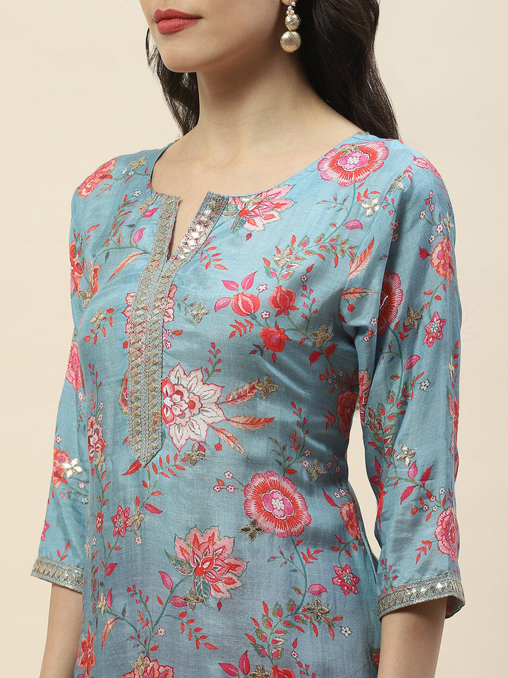 Gota Work Printed Muslin Kurta