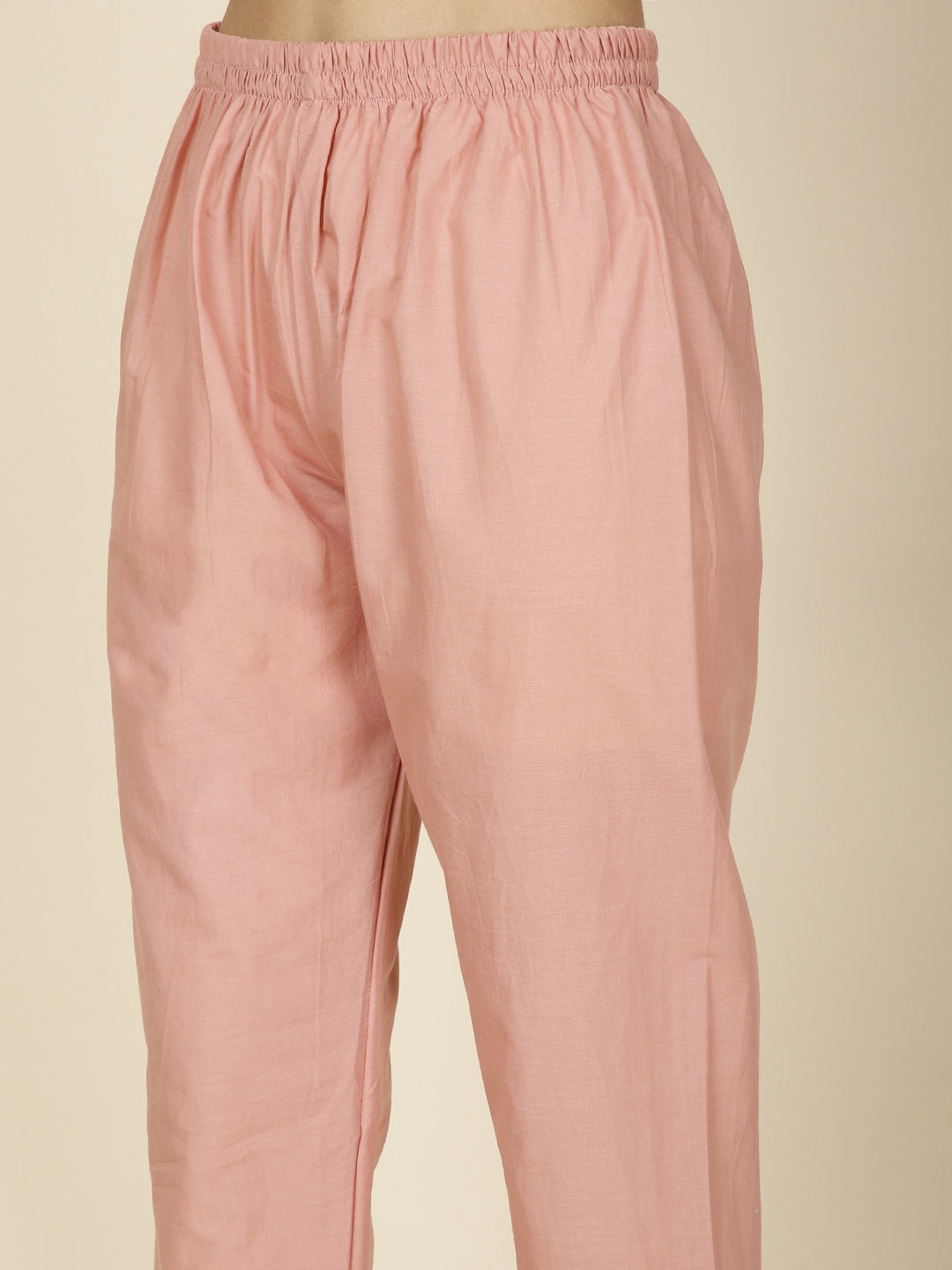 Thread Embroidery Cotton Kurta With Pants