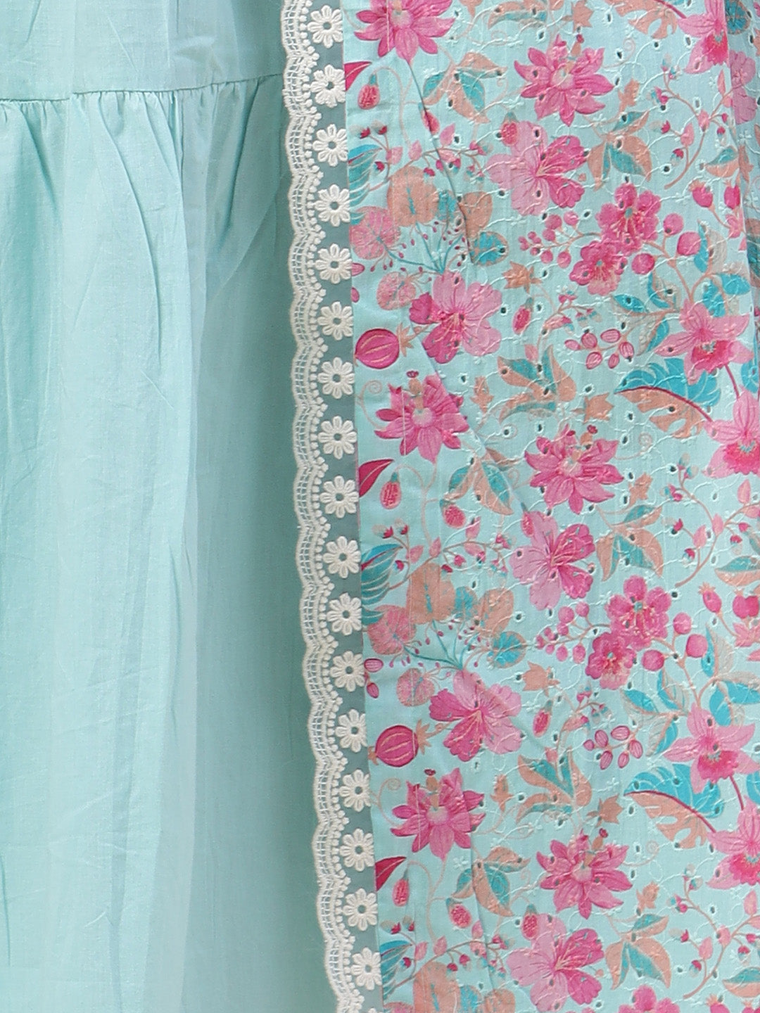 Floral Printed Cotton Gown With Jacket