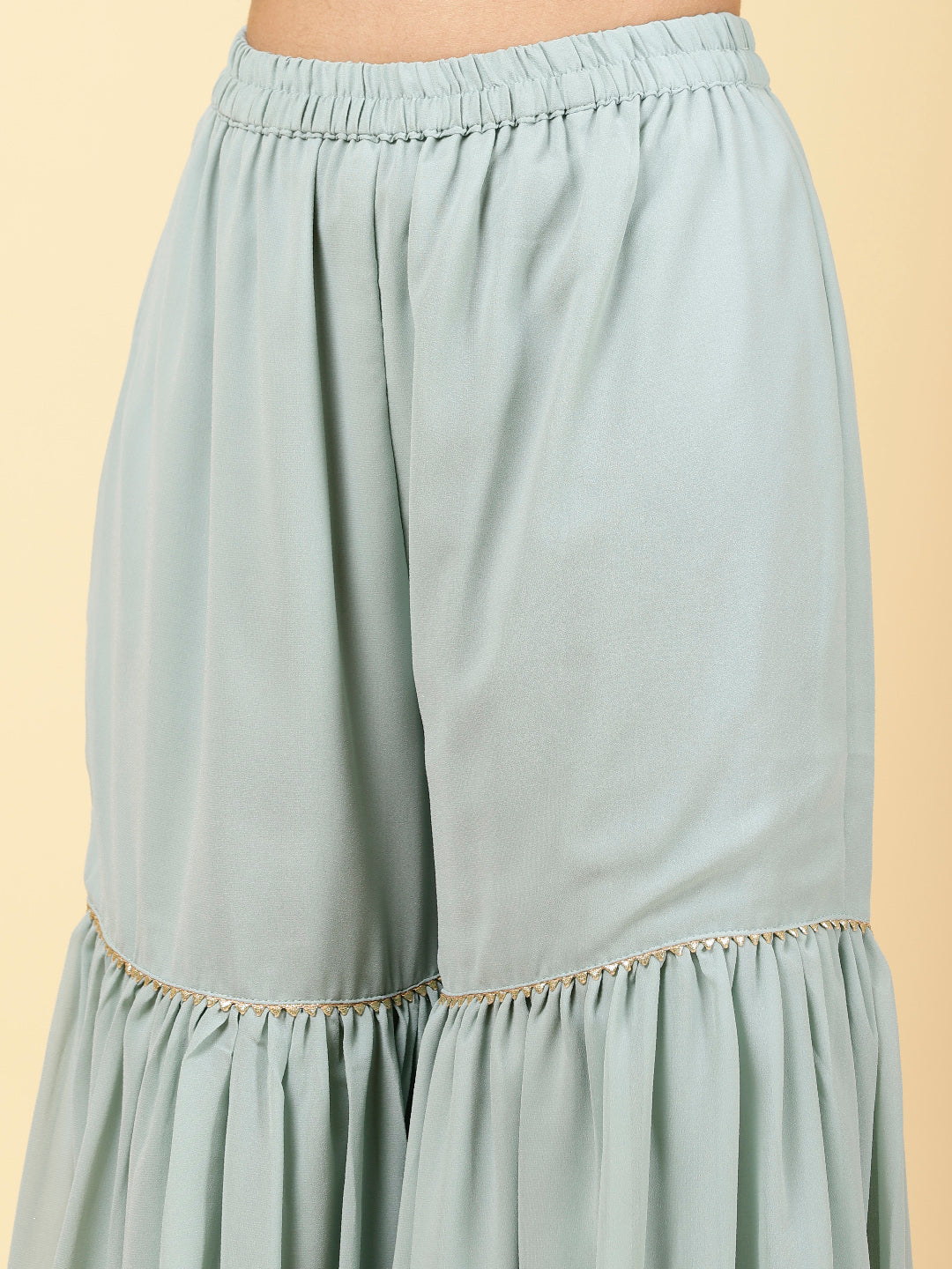 Sequin Georgette Kurta With Garara &amp; Dupatta
