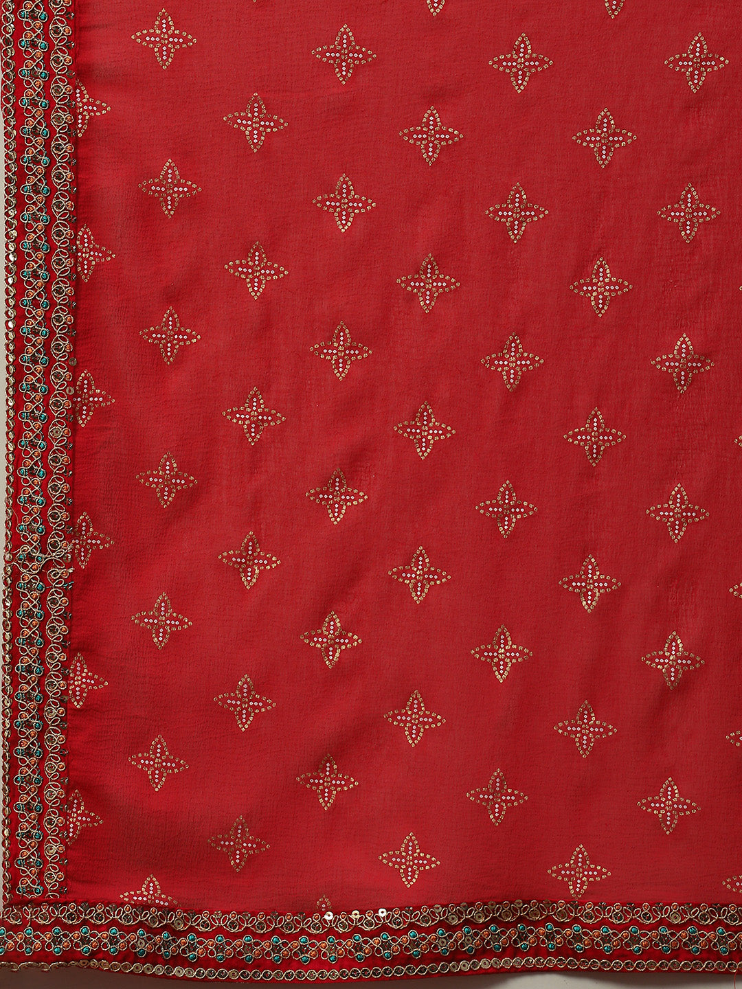 Bandhani Printed Cotton Kurta With Pants &amp; Dupatta