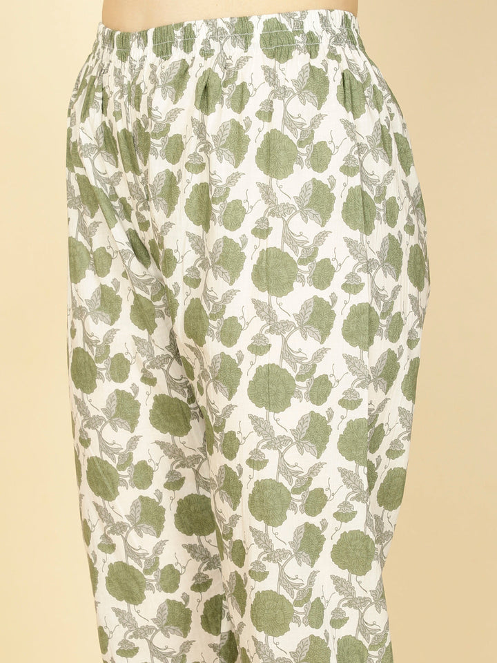 Floral Printed Cotton Kurta With Pants
