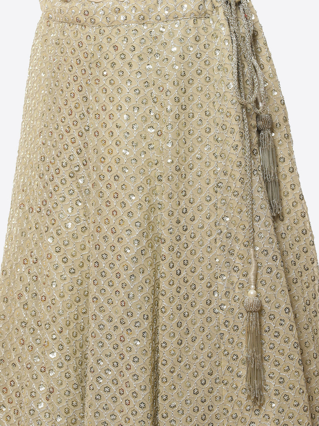 Embroidered Georgette Anarkali Kurti With Lehenga And Net Dupatta