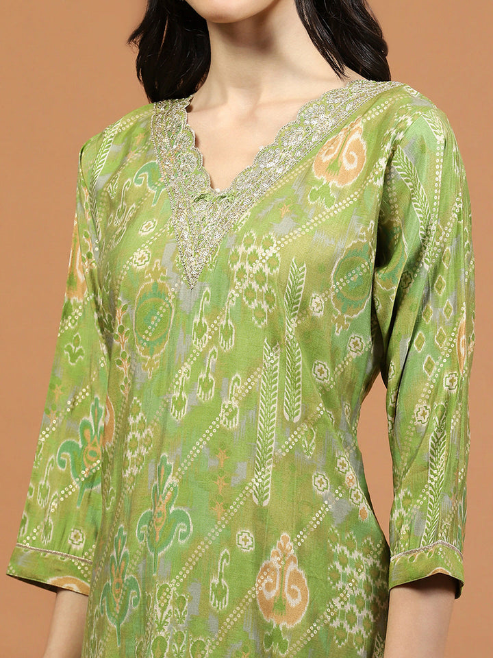 Printed Muslin Kurta With Pants