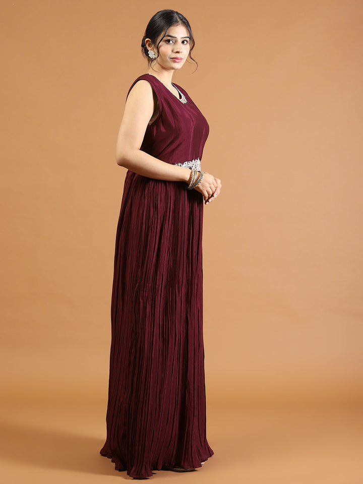 Gota Embroidery Crepe Kurta With Jacket &amp; Dupatta
