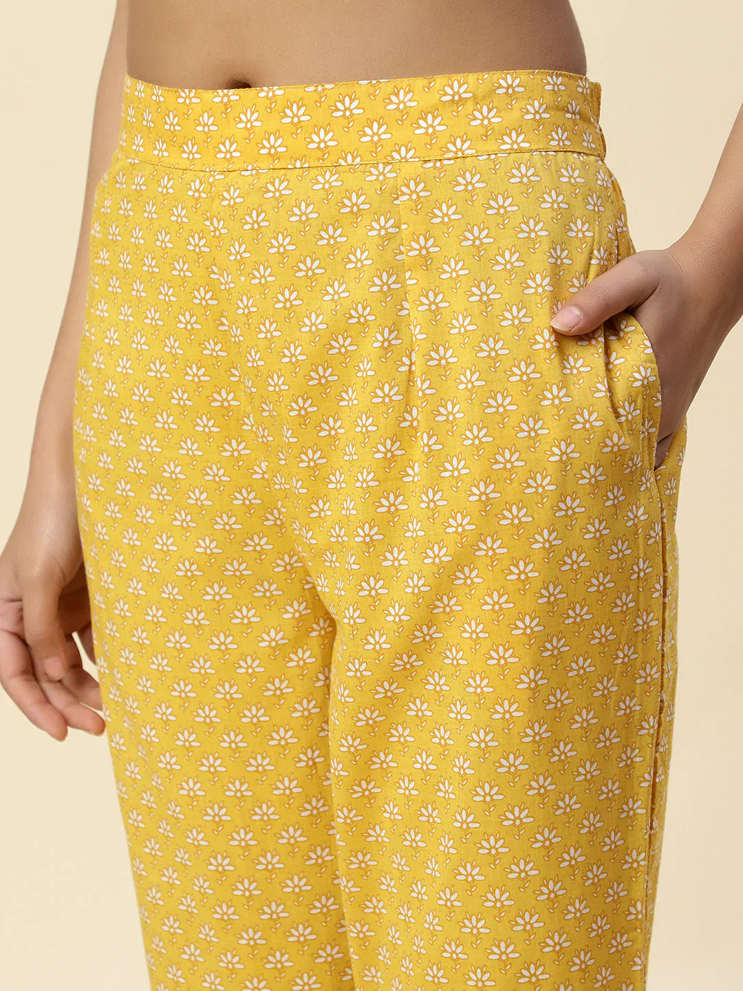 Floral Printed Cotton Kurta With Pants
