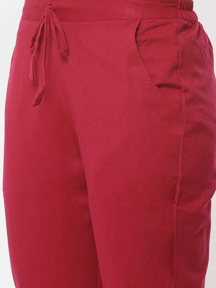 Embroidered Printed Cotton Kurta With Pant