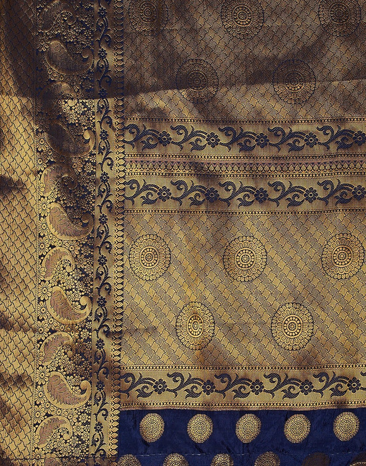 Navy Blue Rani Art Handloom Saree