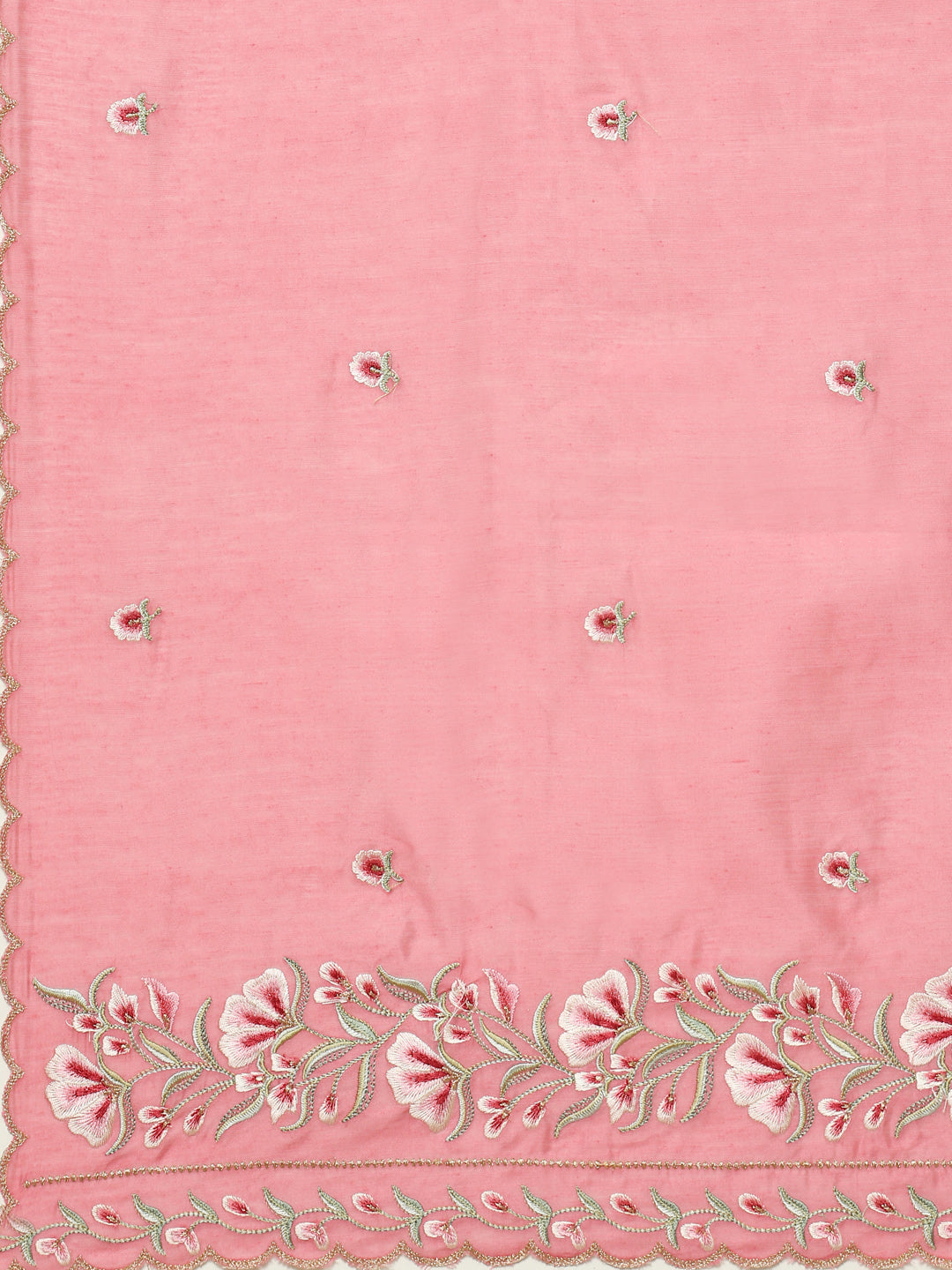 Resham Booti Cotton Kurta With Pant &amp; Dupatta