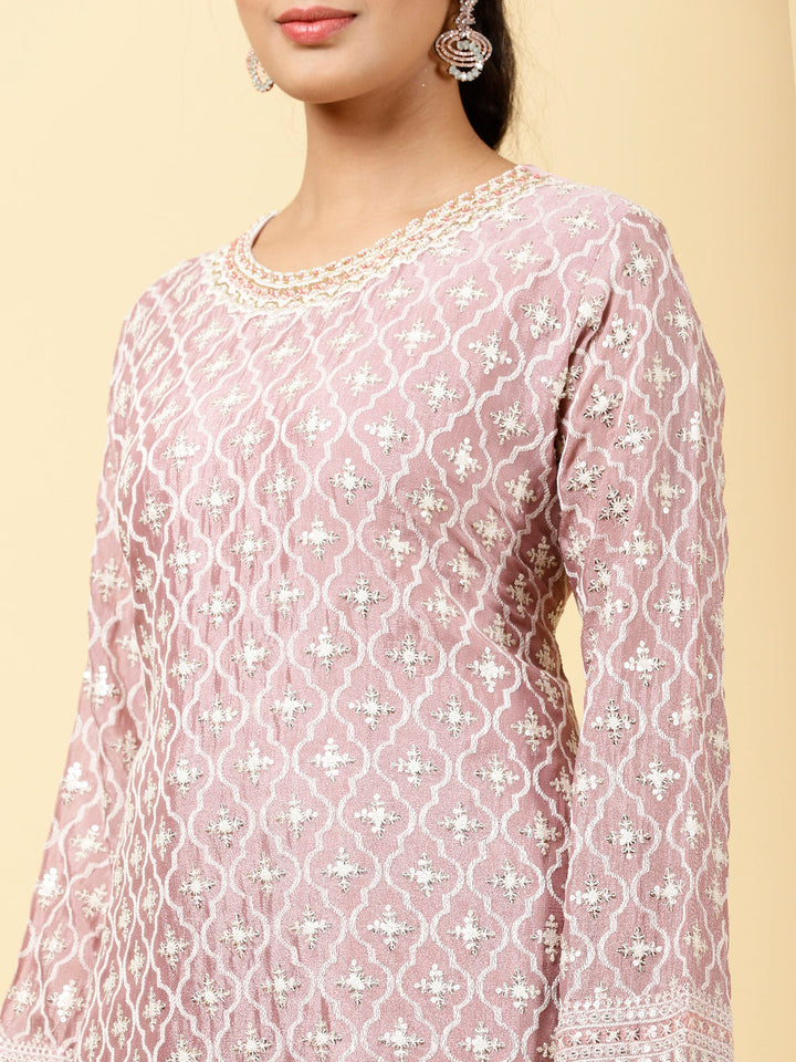 Sequin Embroidered Crepe Choli With Lehenga &amp; Dupatta