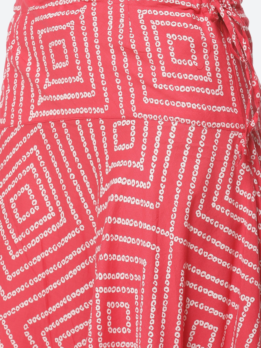 Printed Gota Work Cotton Kurti With Bandhani Printed Skirt