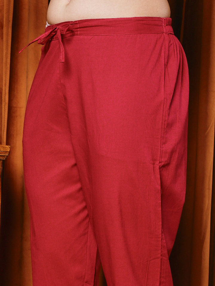Printed Cotton Blend Kurta With Pants &amp; Dupatta