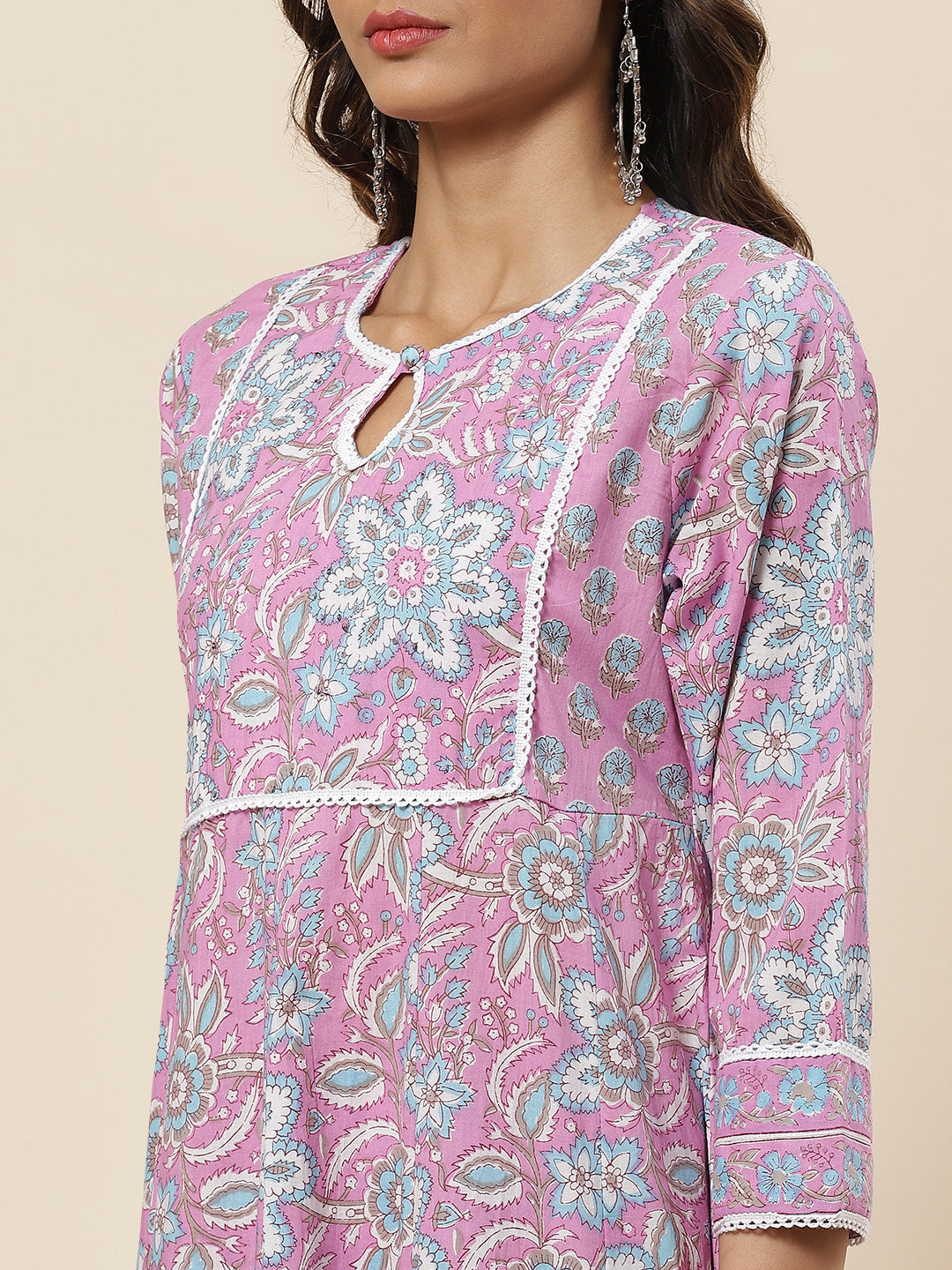 Floral Printed Cotton Kurta With Palazzo