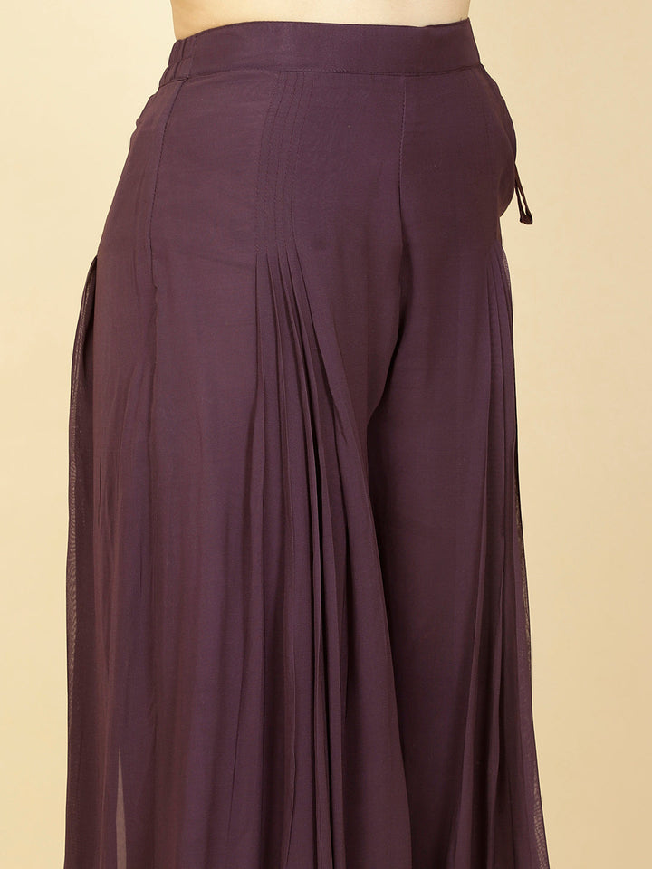 Resham Embroidery Georgette Kurta With Sharara &amp; Dupatta