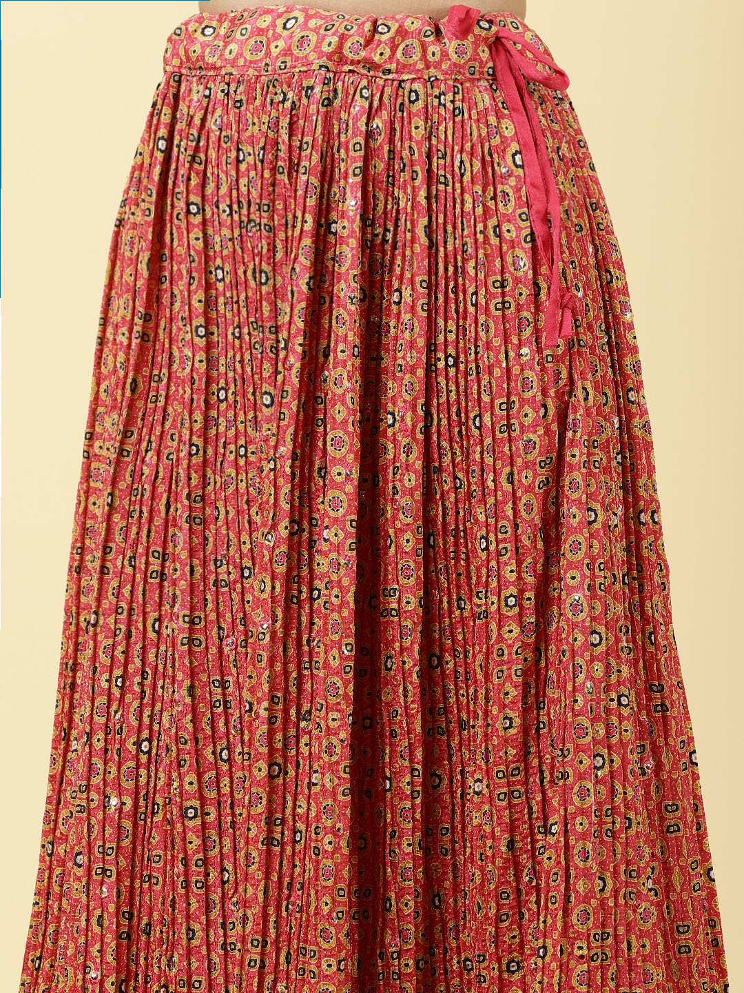Printed &amp; Embroidered Crepe Choli With Lehenga &amp; Dupatta