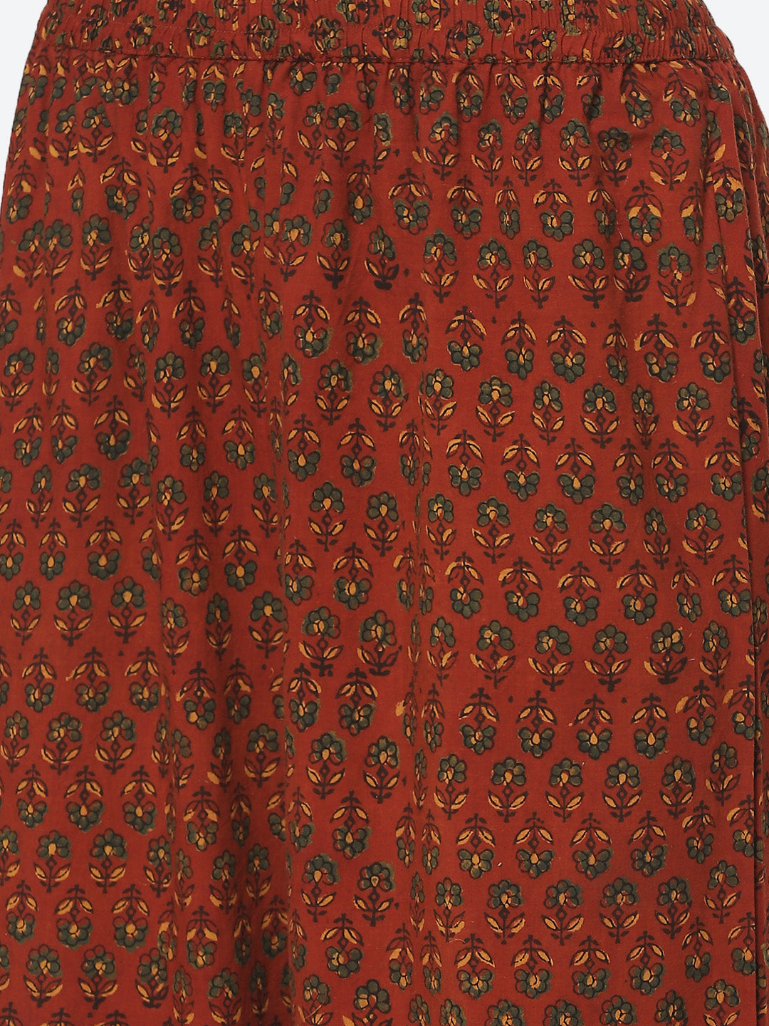 Printed Gota Neck Work Cotton Kurti With Palazzo