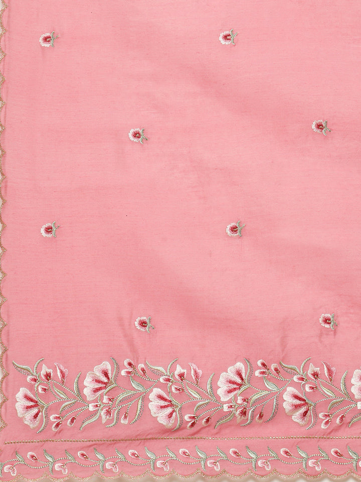 Resham Booti Cotton Kurta With Pant &amp; Dupatta