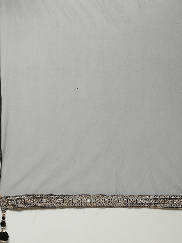 Zari Jaal Embroidered Georgette Kurta With Palazzo &amp; Dupatta