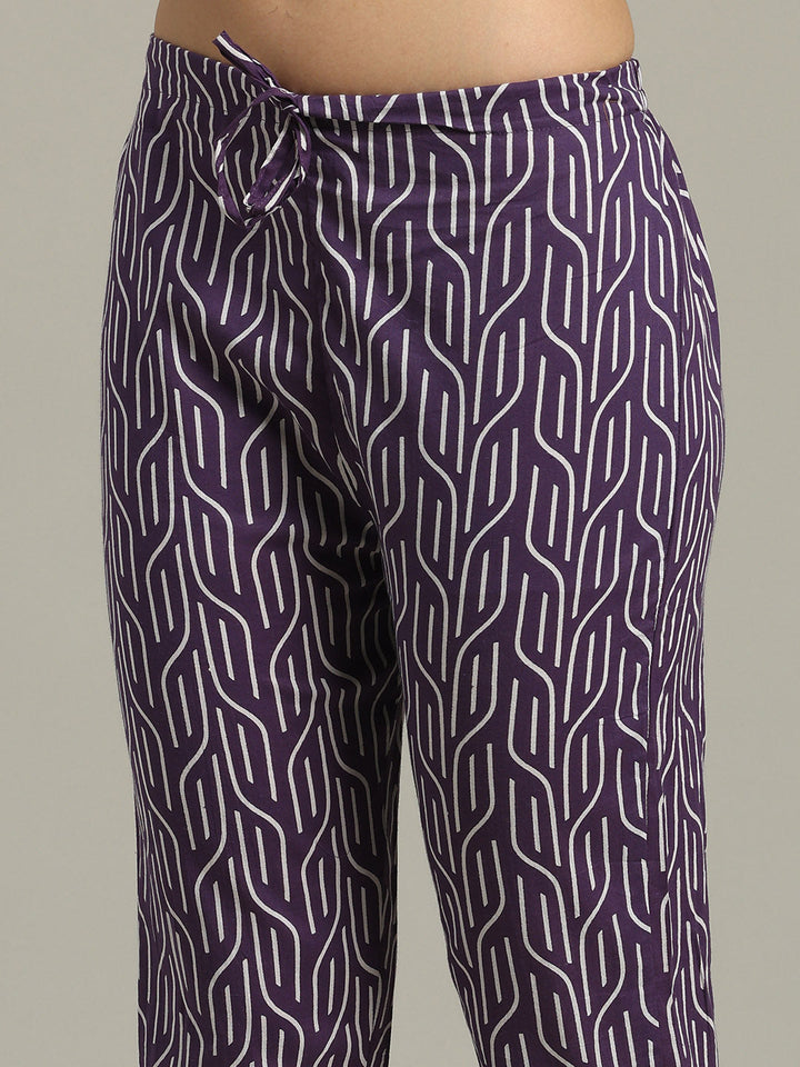 Floral Printed Cotton Blend Kurta With Pants &amp; Dupatta