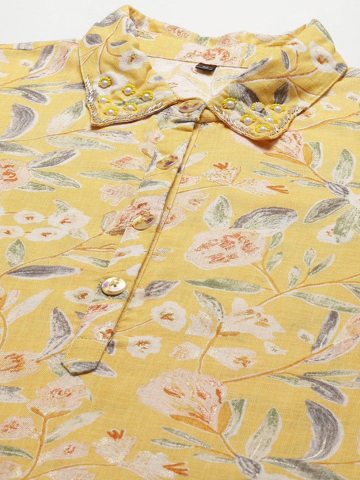 Floral Printed Muslin Kurta