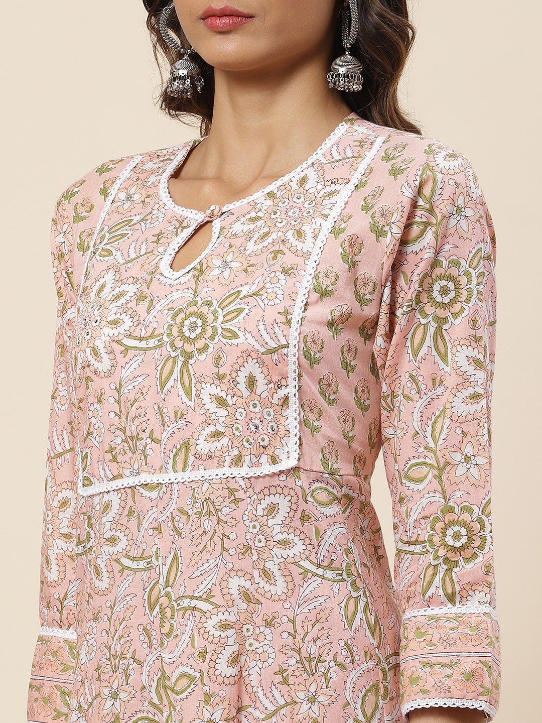 Floral Printed Cotton Kurta With Palazzo