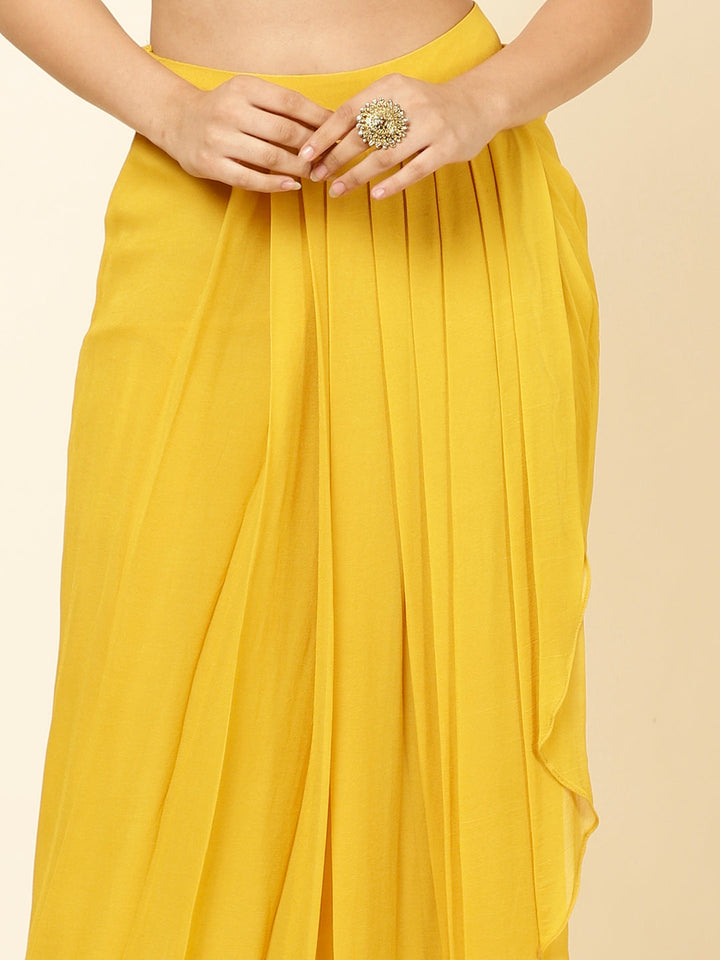 Sequin Embroidered Georgette Drape Skirt With Top &amp; Jacket