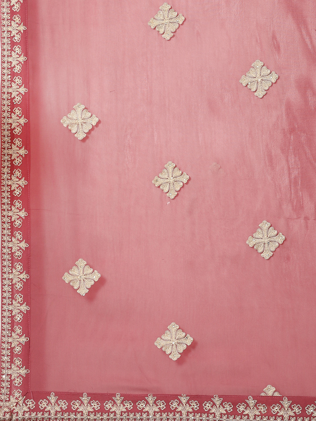 Resham Booti Georgette Kurta With Palazzo &amp; Dupatta