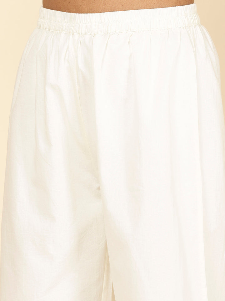 Neck Embroidered Cotton Kurta With Pants