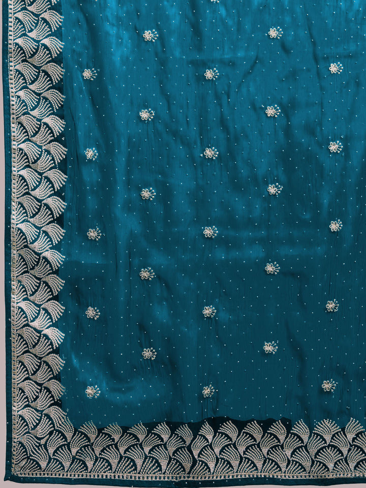 Stone Embroidery Organza Handloom Saree