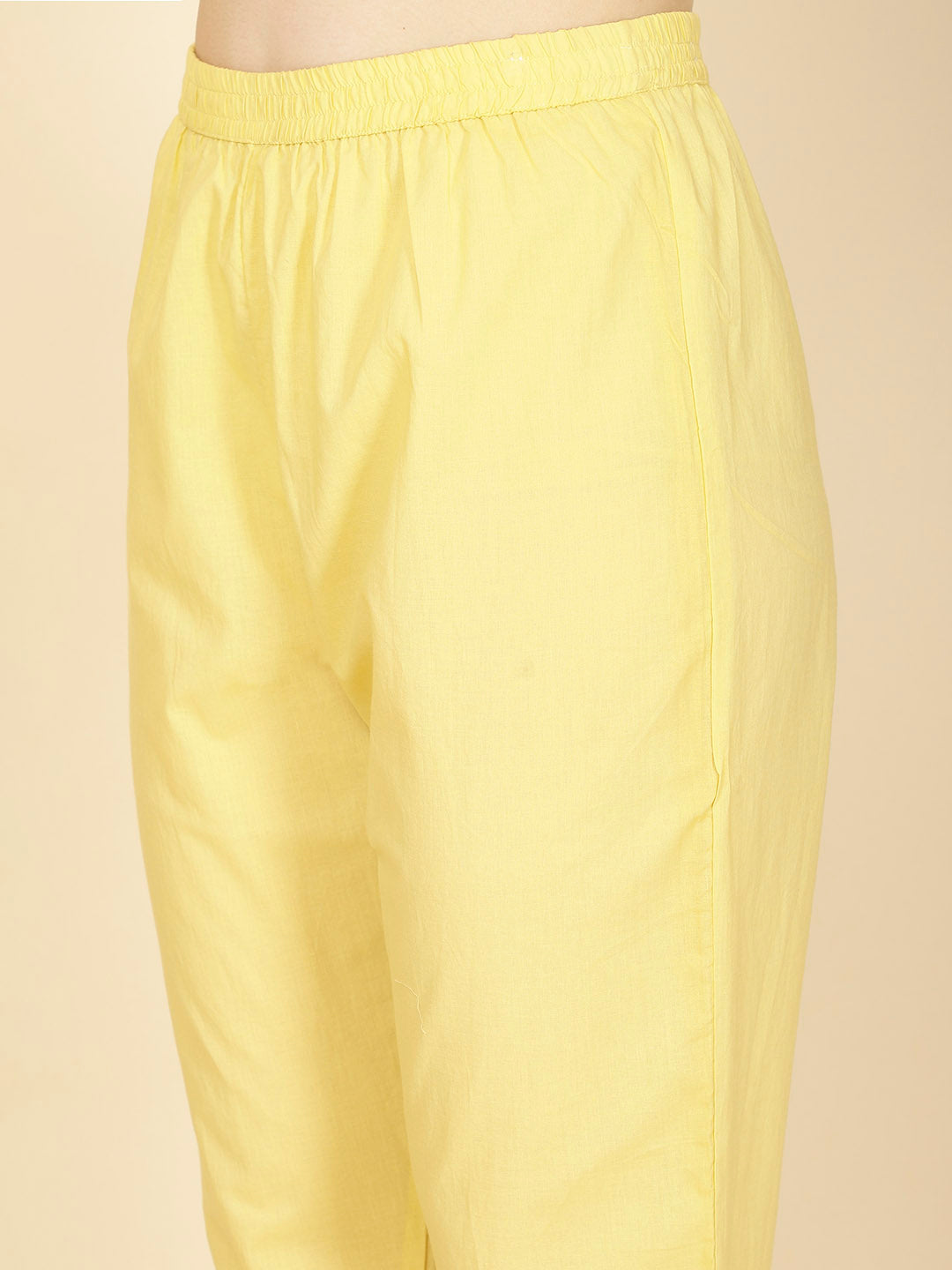 Thread Embroidery Cotton Kurta With Pants
