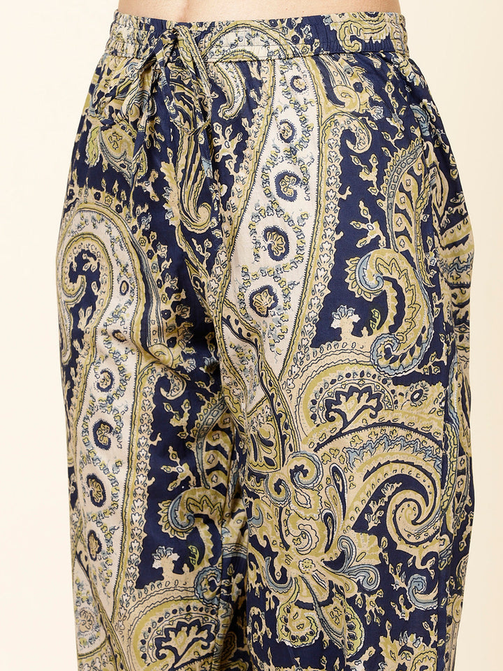 Paisley Printed Cotton Kurta With Pants