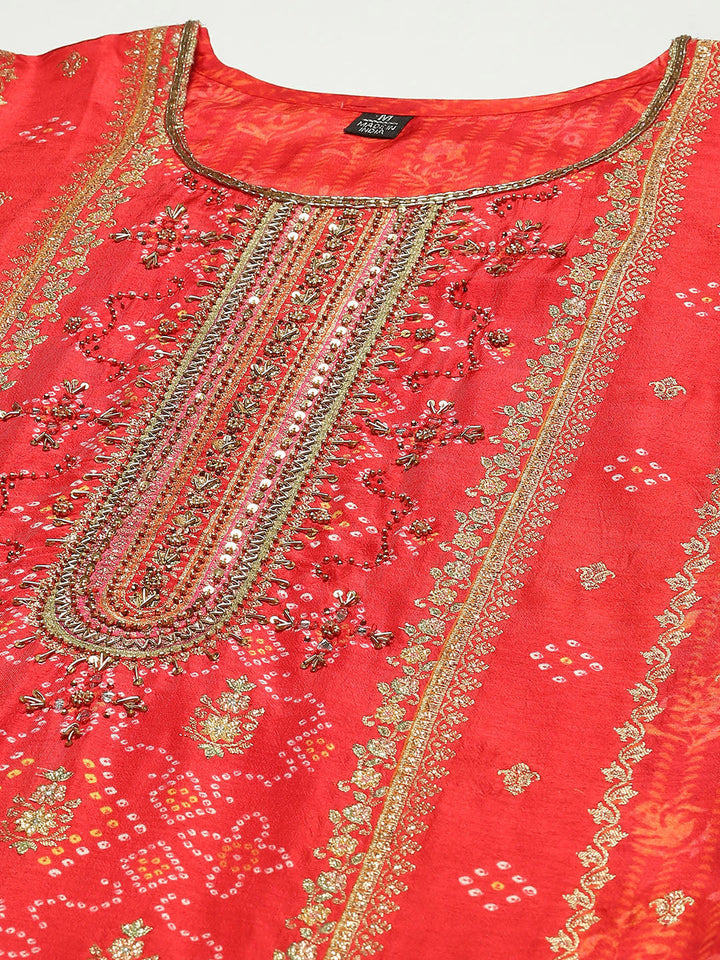 Printed Handloom Kurta With Pants &amp; Dupatta